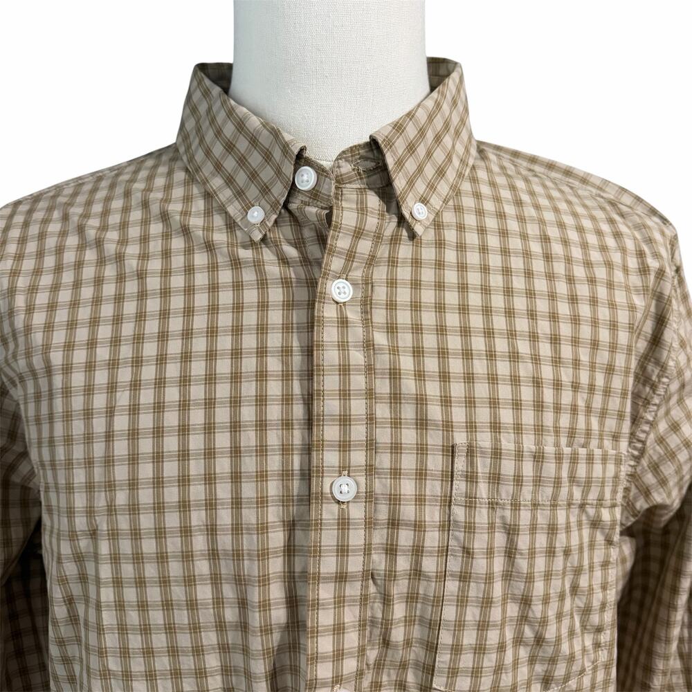 Everlane Men's Brown Plaid 100% Cotton Button Down Shirt Sz L Classic Preppy